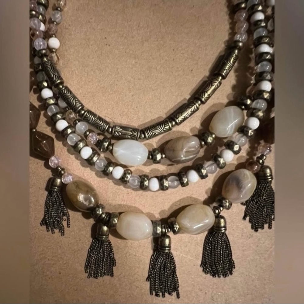 Premier Designs Multi-Strand Beaded Necklace with Tassels